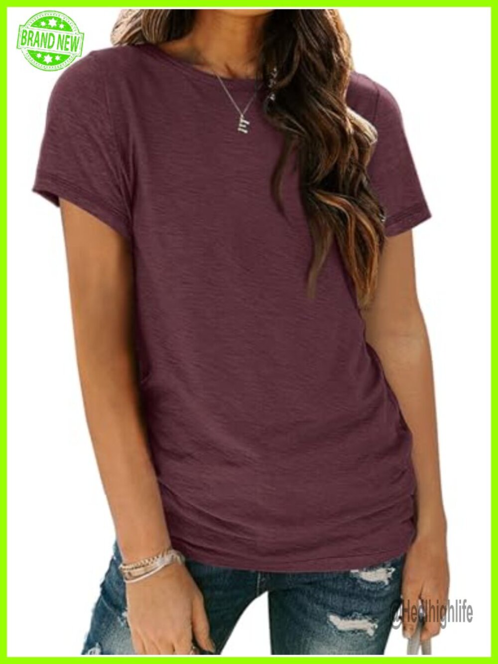 Women's Soft Crewneck Short Sleeve T-Shirt Stretch Tee Summer Basic Top